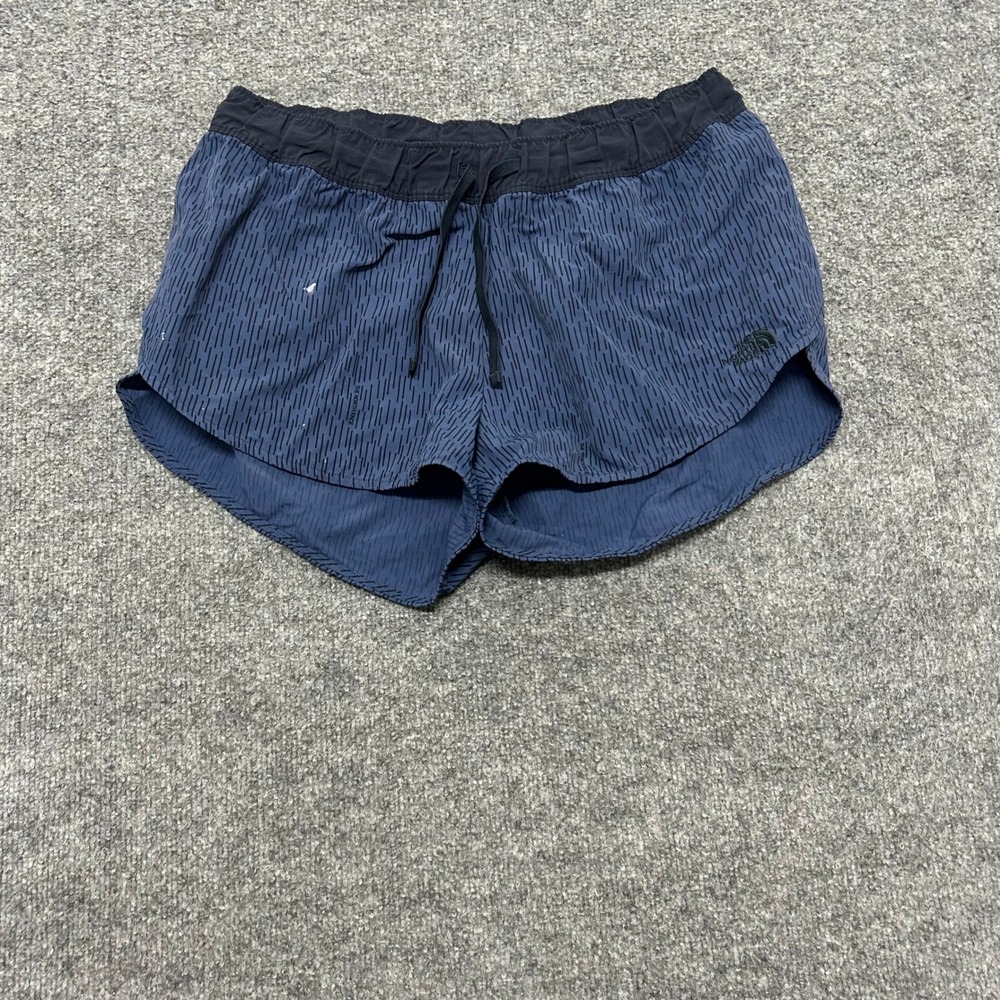 The North Face Shorts Womens Size L Blue Nylon Dash Pattern Running Athletic